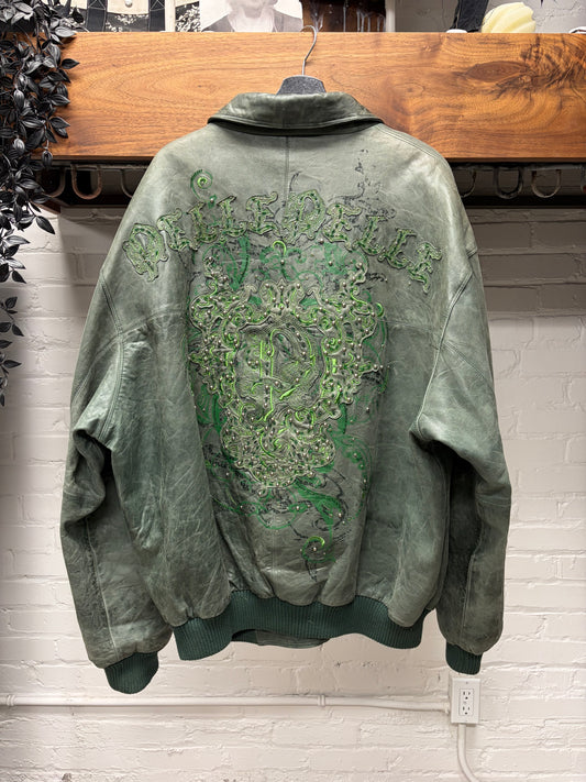 Vintage Pelle Pelle ‘Moss Green’ Studded Leather Jacket