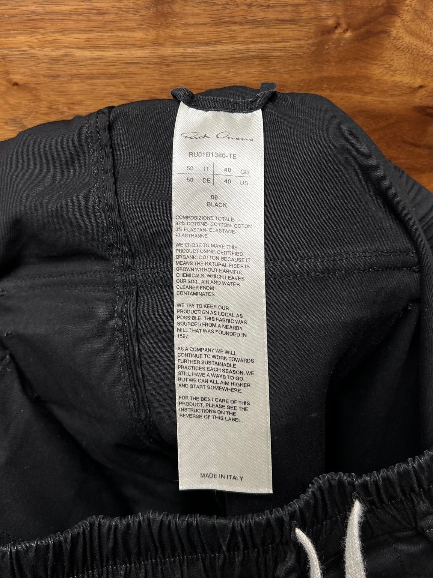 Rick Owens DRKSHDW Black Cotton Drawstring Sweatpants