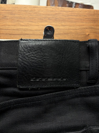 Rick Owens ‘Jim Cut’ Waxed Black  Flared Fit Skinny Japanese Denim