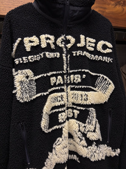 Y-Project ‘Paris Best’ Black/White Jacquard Zip-Up Fleece Sweater