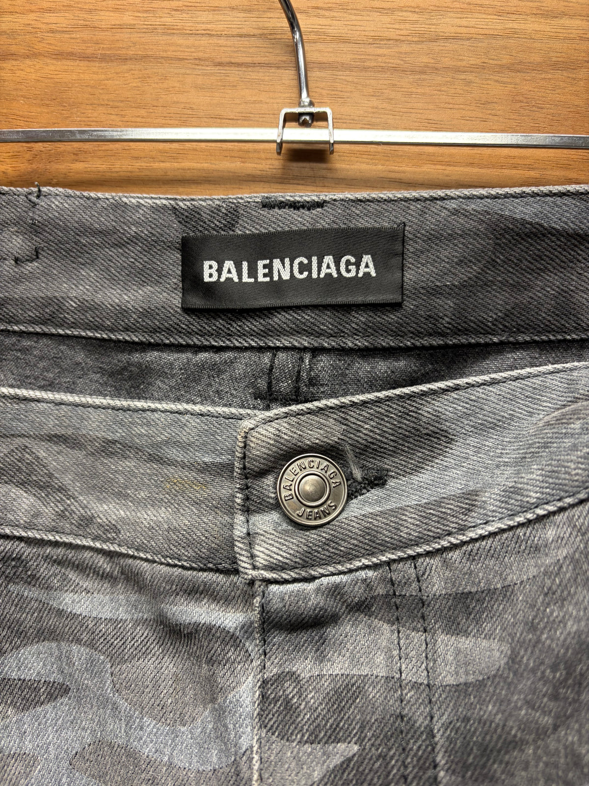SS2021 Balenciaga Camo Heavyweight Denim Shorts