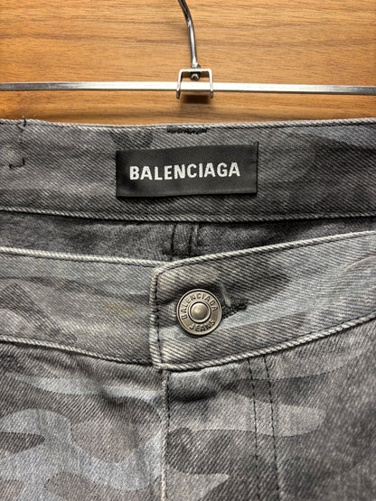 SS2021 Balenciaga Camo Heavyweight Denim Shorts