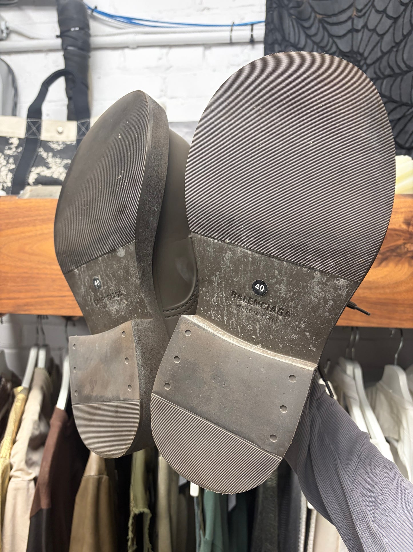 Balenciaga Brown ‘Steriod’ Derby Oversized Low Top Boots