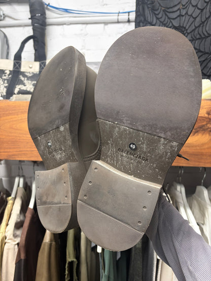 Balenciaga Brown ‘Steriod’ Derby Oversized Low Top Boots