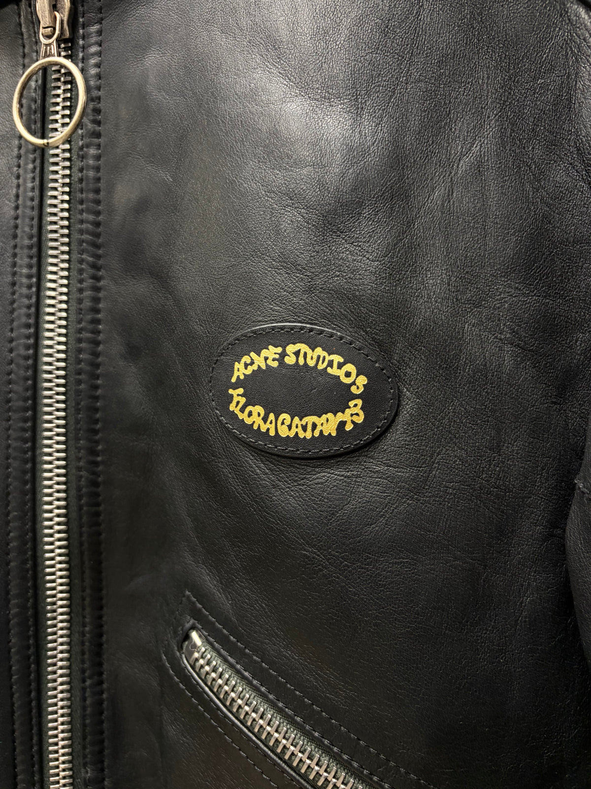 Acne Studios Distressed Black Lamb Leather Moto Jacket