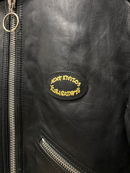 Acne Studios Distressed Black Lamb Leather Moto Jacket