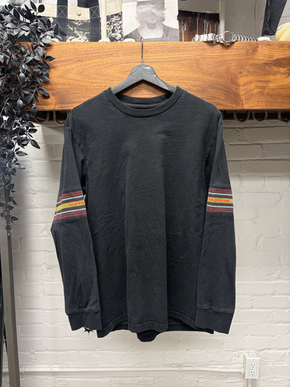 AW2018 Supreme ‘Striped Knit’ Black Cotton Long Sleeve Shirt