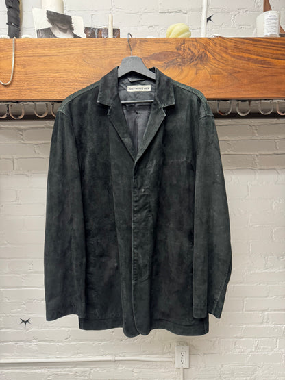 Vintage Issey Miyake Men Black Suede Collared Jacket