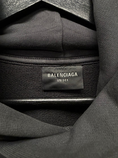 AW2024 Balenciaga ‘Boxing Logo’ Black Heavyweight Cotton Hoodie
