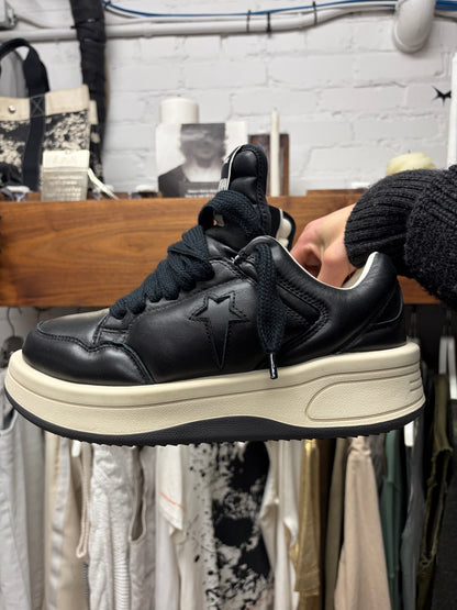Rick Owens ‘TurboPWN’ Black Leather Low Top Sneakers