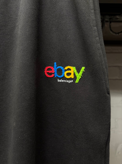 AW2024 Balenciaga x EBay Faded Black Wide Leg Drawstring Sweatpants