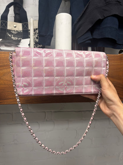Chanel Pink Canvas ‘Chocolate Bar’ Chain Shoulder Bag