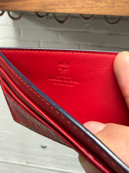 MCM Red Monogram Leather Cardholder Wallet