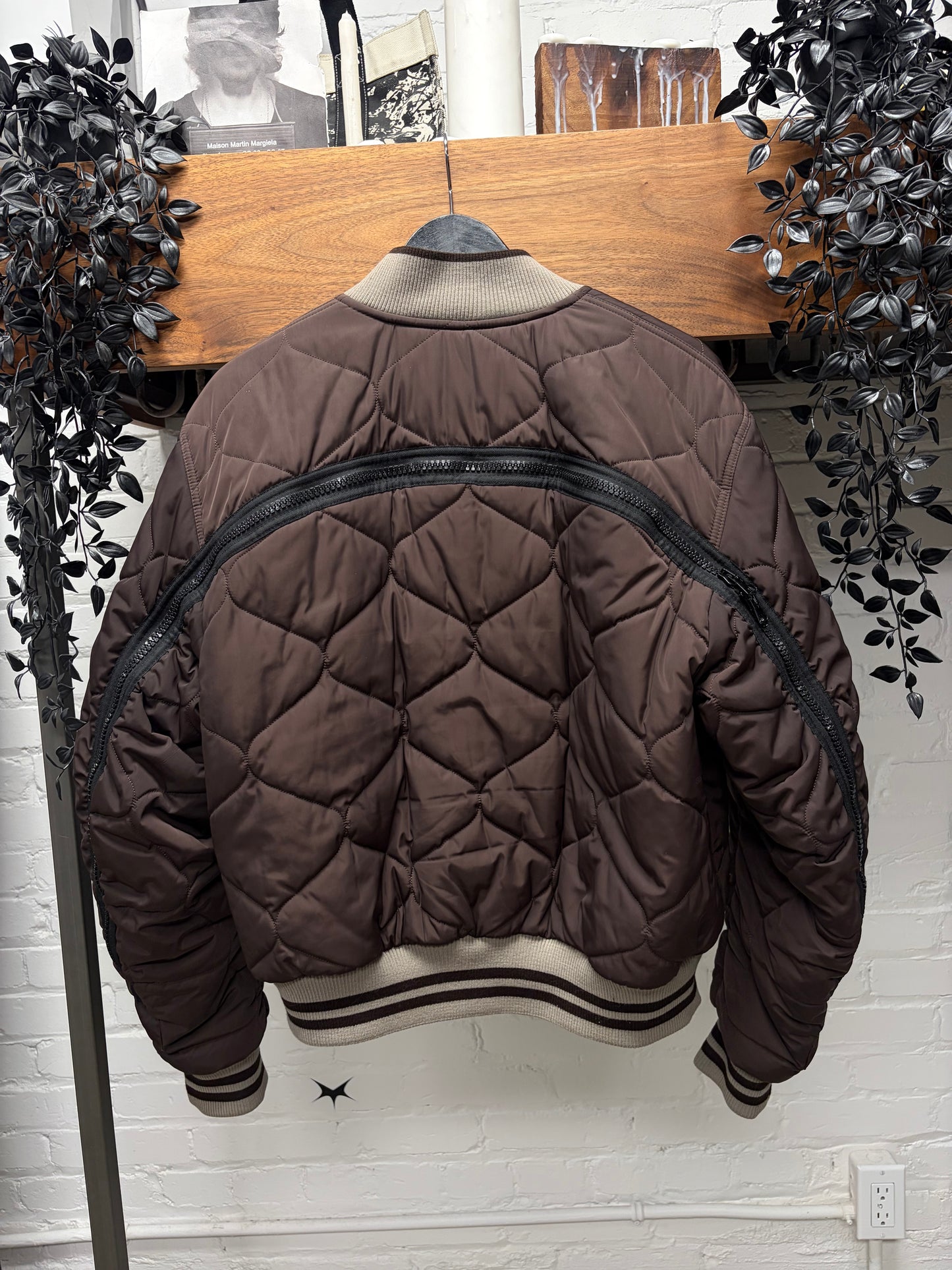 Dries Van Noten Quilted Brown ‘Back-Zip’ Bomber Jacket