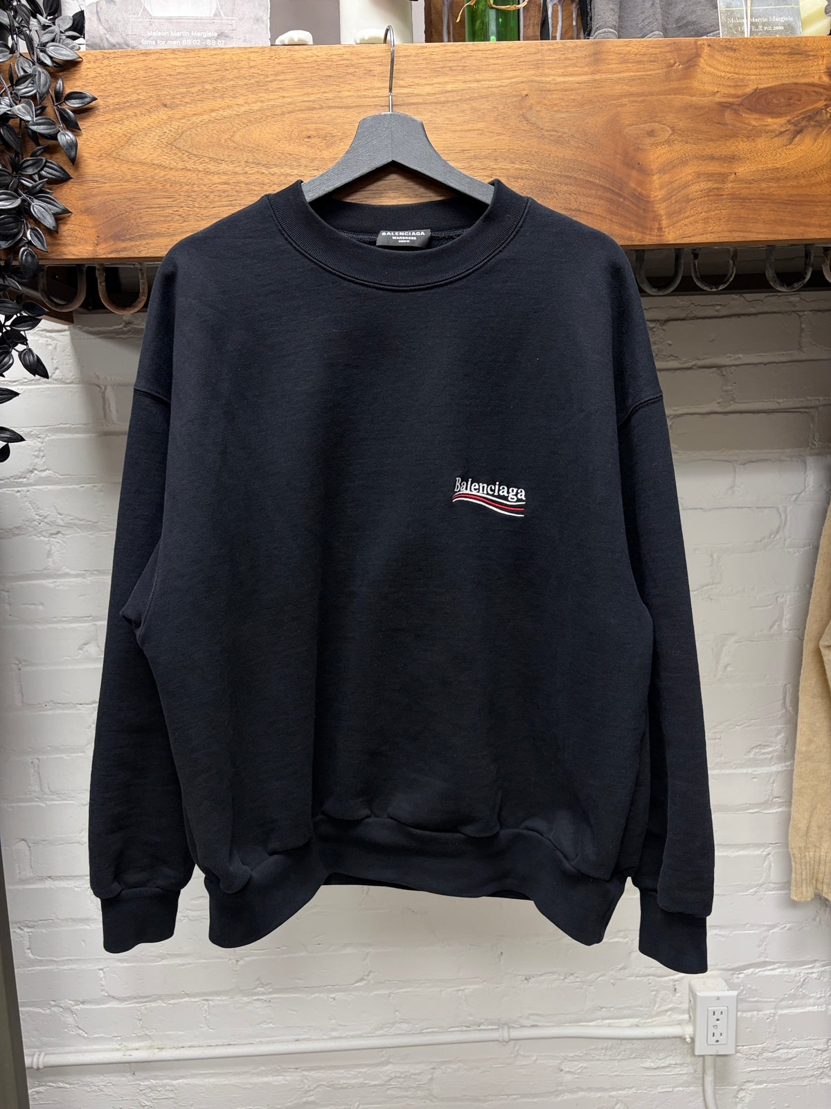2021 Balenciaga ‘Campaign Logo’ Black Crewneck Sweatshirt