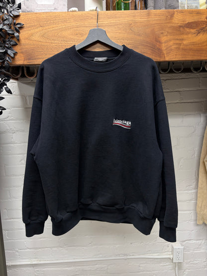 2021 Balenciaga ‘Campaign Logo’ Black Crewneck Sweatshirt
