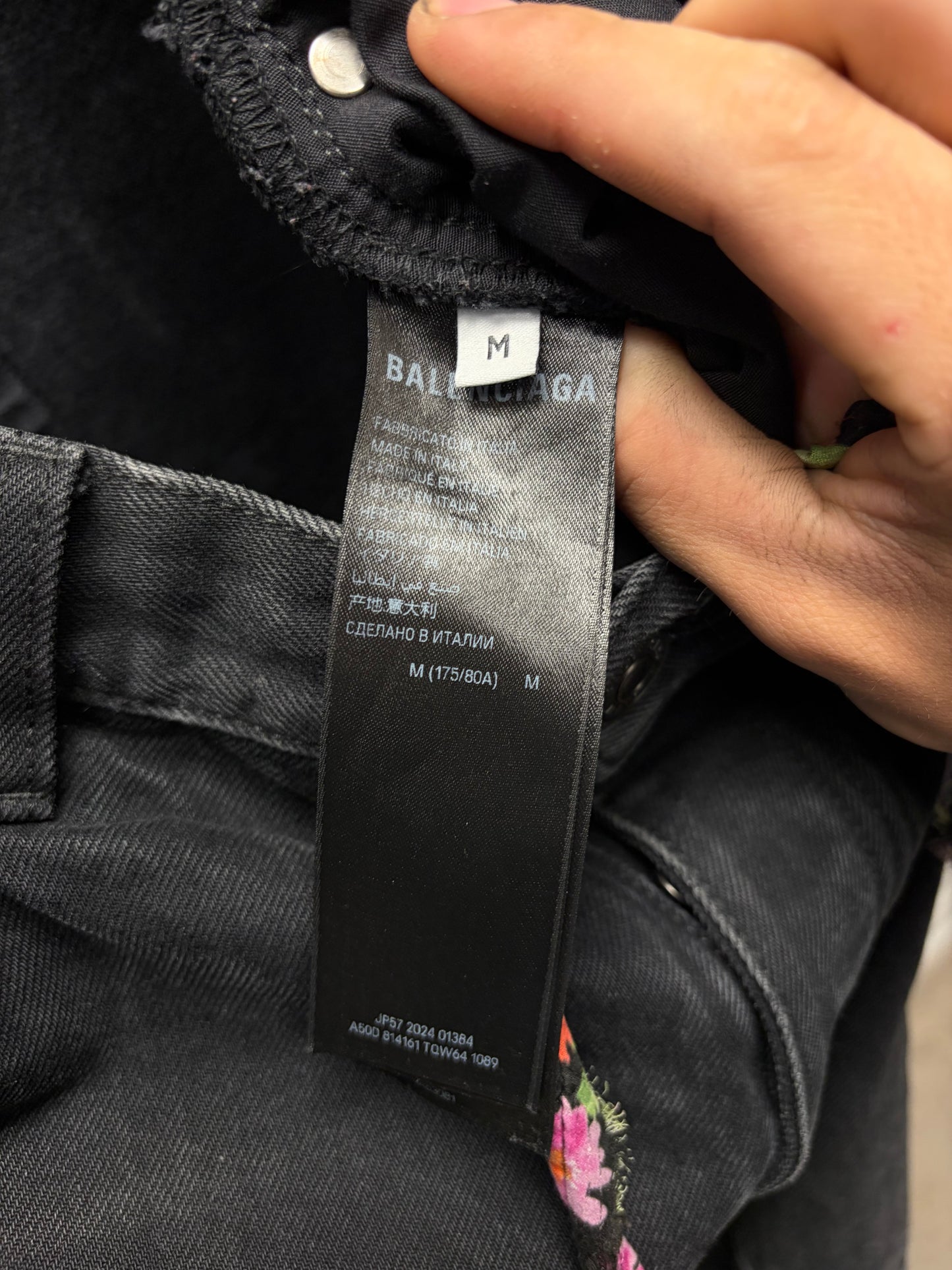 AW2024 Balenciaga ‘Fun Drawstring’ Wide Leg Faded Black Denim