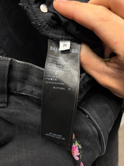 AW2024 Balenciaga ‘Fun Drawstring’ Wide Leg Faded Black Denim