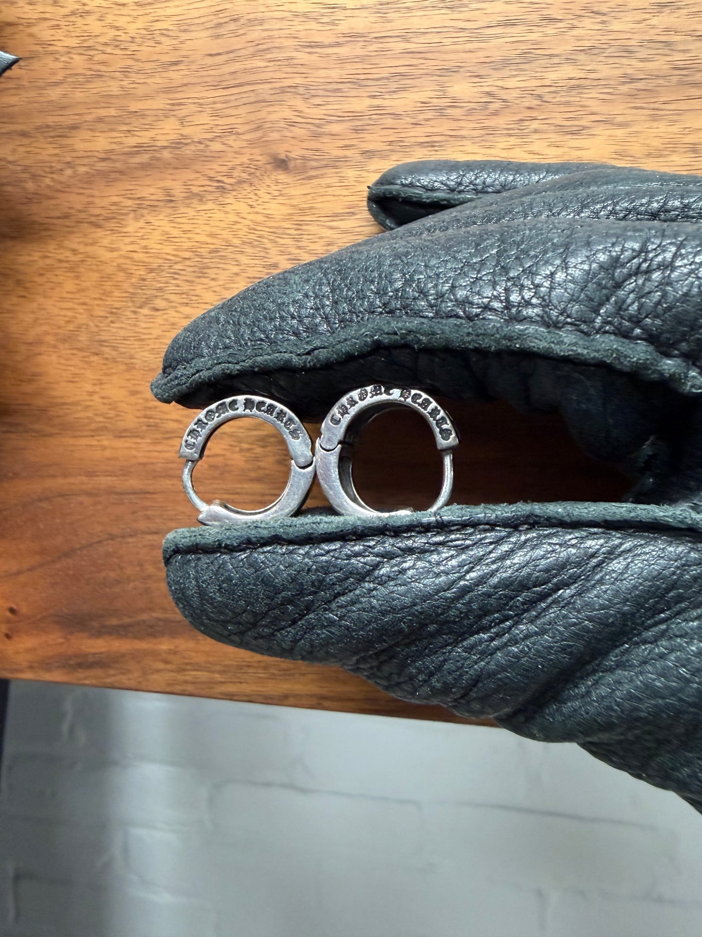 Chrome Hearts ‘Narrow V-CHX’ Plus Cross 925 Silver Hoop Earrings