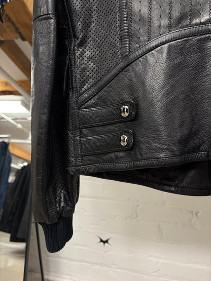 Mid 2000s Gucci by Frida Giannini Perforated Leather Biker Jacket