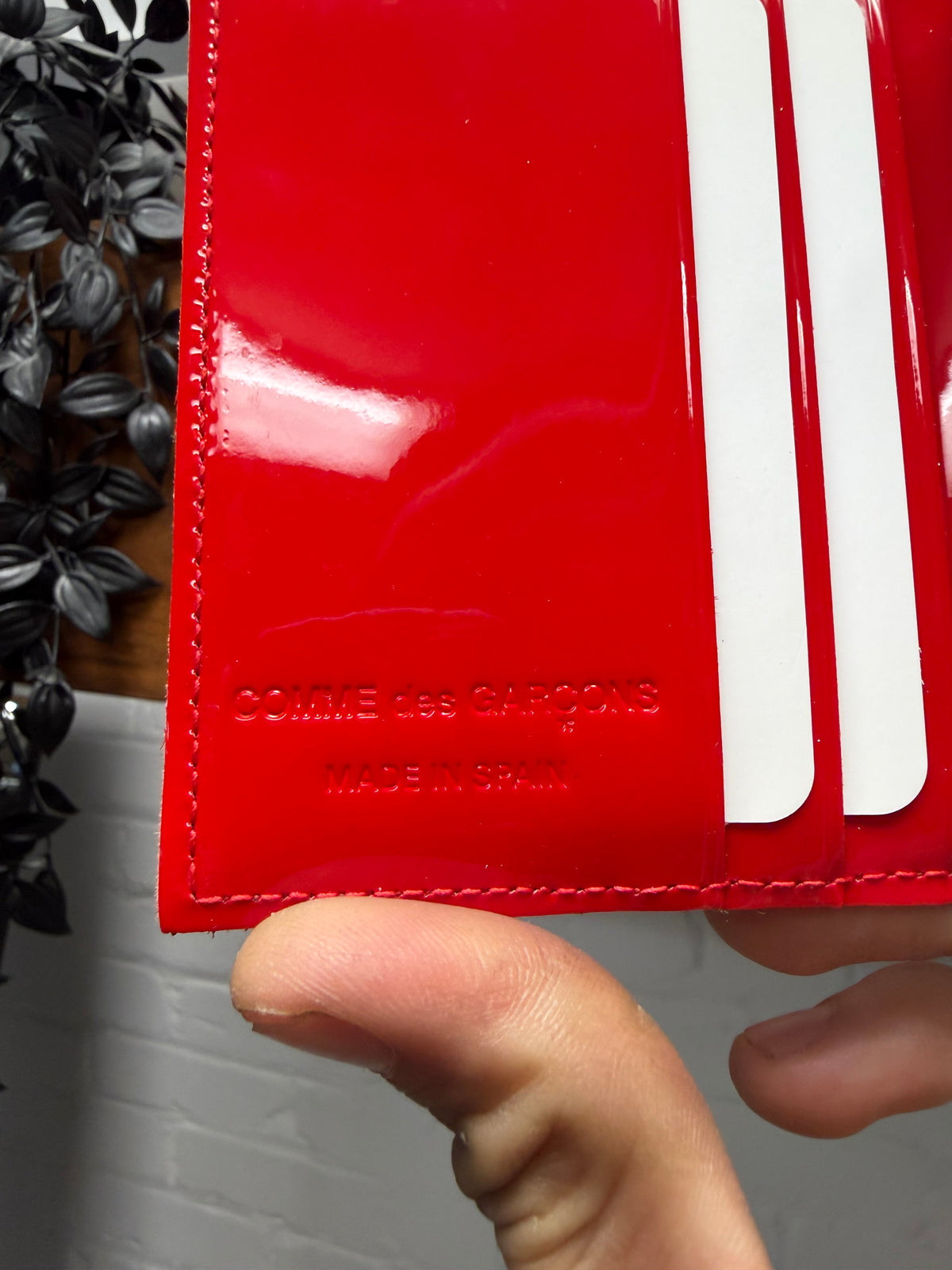 Comme Des Garçons Red Patent Leather ‘Warped’ Bifold Wallet