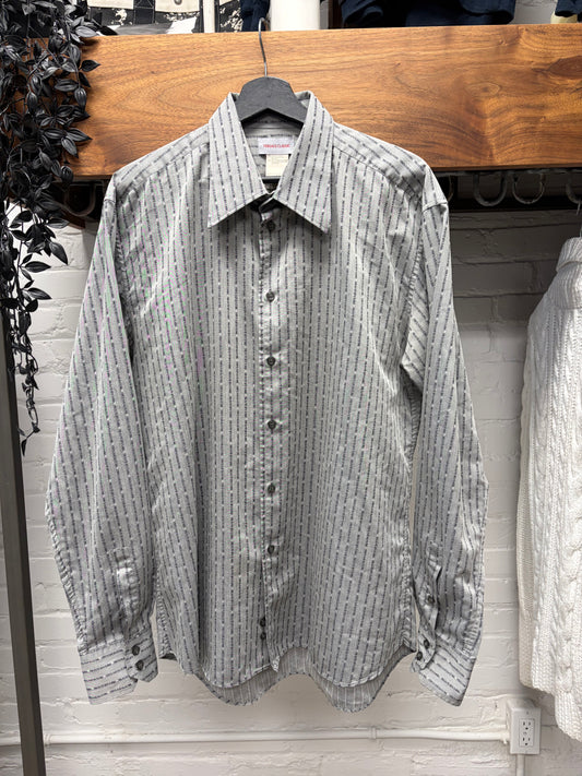 Versace Spell-Out Monogram Grey Button Up Shirt