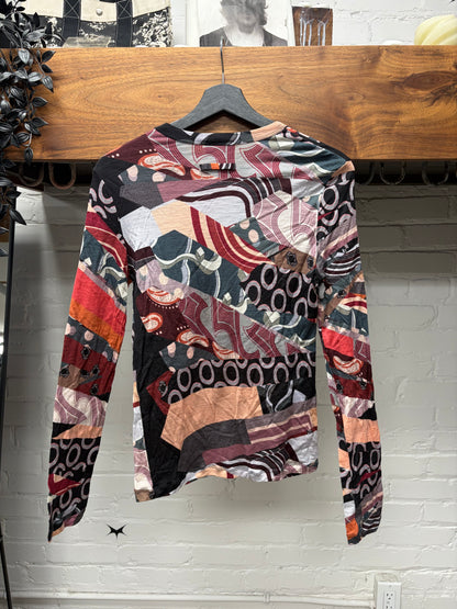 Vintage Jean Paul Gaultier ‘Abstract Art’ Mesh Long Sleeve Shirt