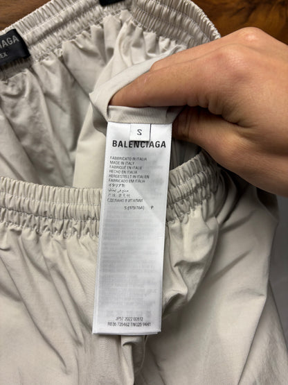 2022 Balenciaga ‘3B Sports Icon’ Cream/Black Embroidered Logo Drawstring Track Pants