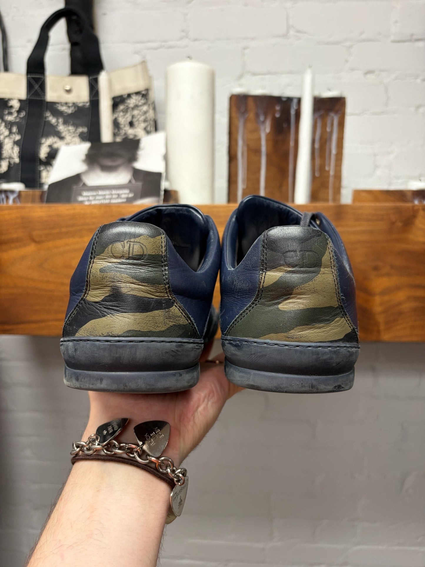 Dior Homme ‘B18’ Navy/Camo Leather Low Top Sneakers