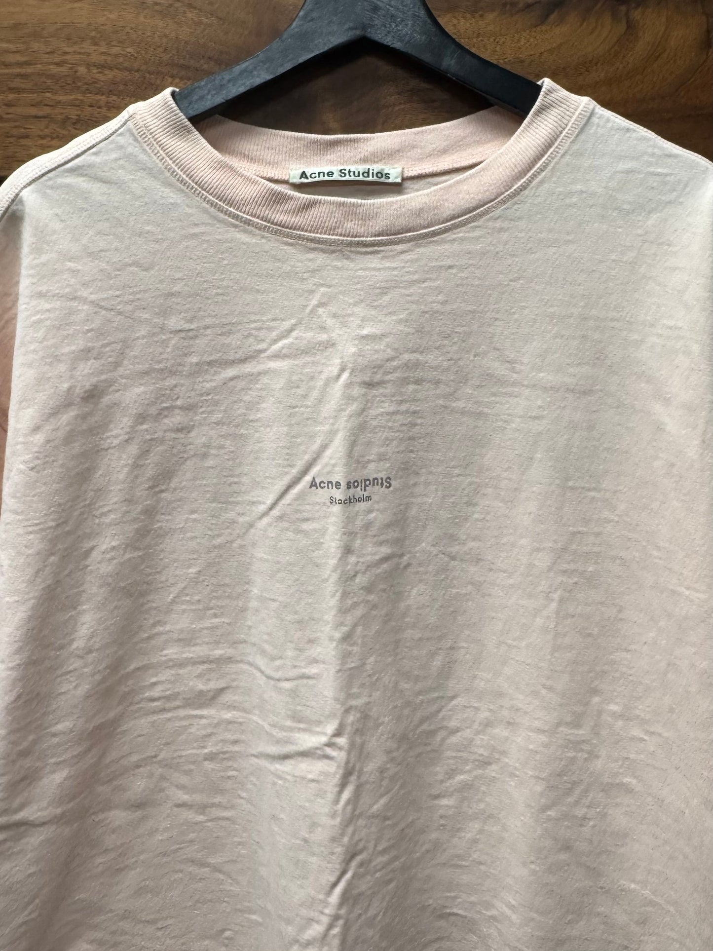 Acne Studios ‘Stockholm Logo’ Faded Pink Jersey Cotton T-Shirt