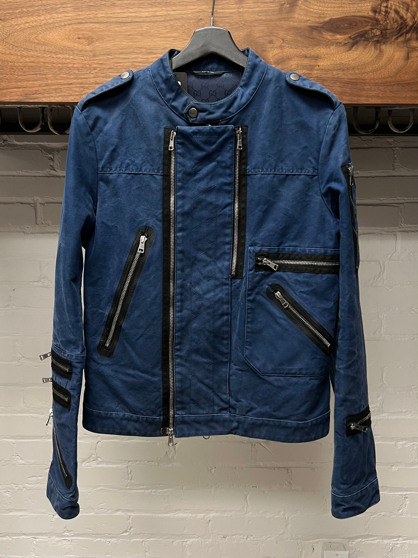 SS2009 Gucci Multi-Zip Blue Denim Moto Jacket