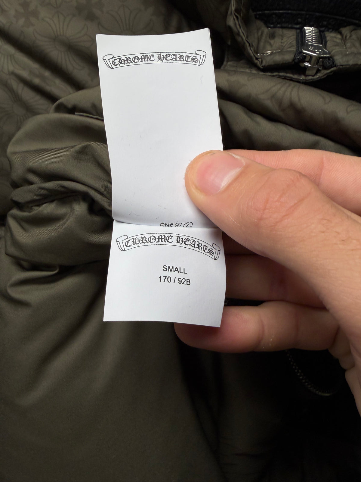 Chrome Hearts Dark Green ‘Plus Cross Monogram’ Down Filled Puffer Jacket with .925 Silver Hardware
