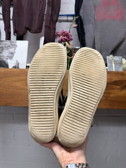 Rick Owens ‘Short Tongue’ Geobasket Black/Milk Leather Mid-Top Sneakers