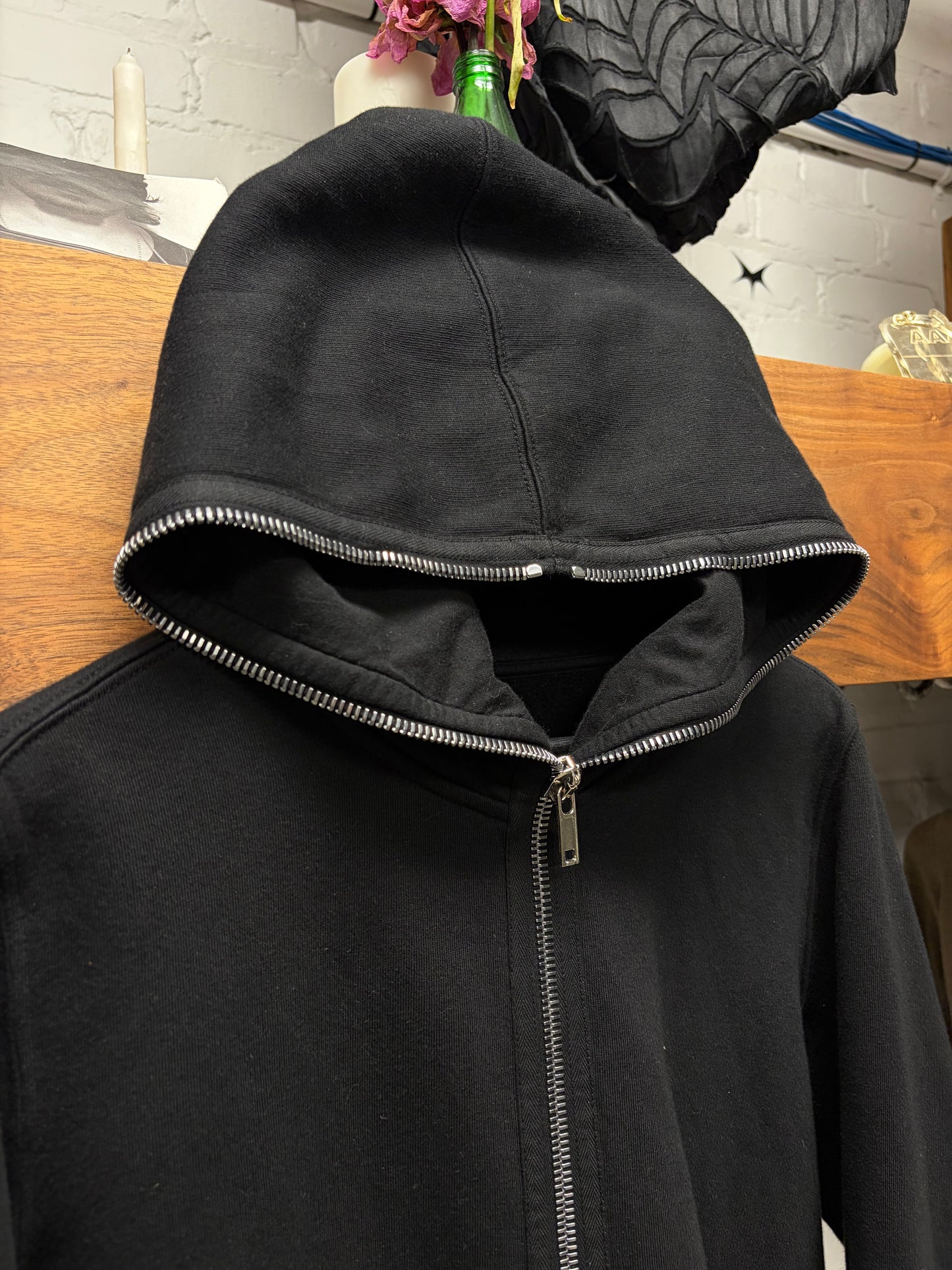 Rick Owens Black ‘Gimp’ Full-Zip Black Zip-Up Hoodie