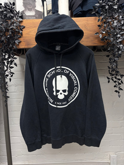 Number Nine ‘School of Visual Comedy’ Black Skull Logo Hoodie