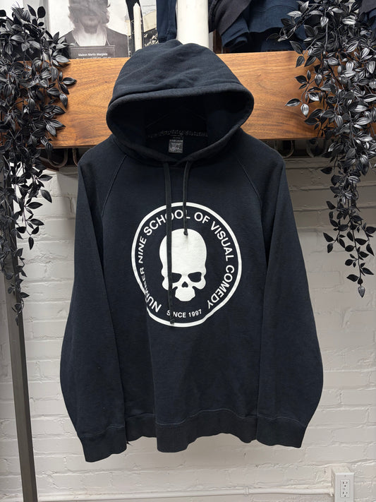 Number Nine ‘School of Visual Comedy’ Black Skull Logo Hoodie