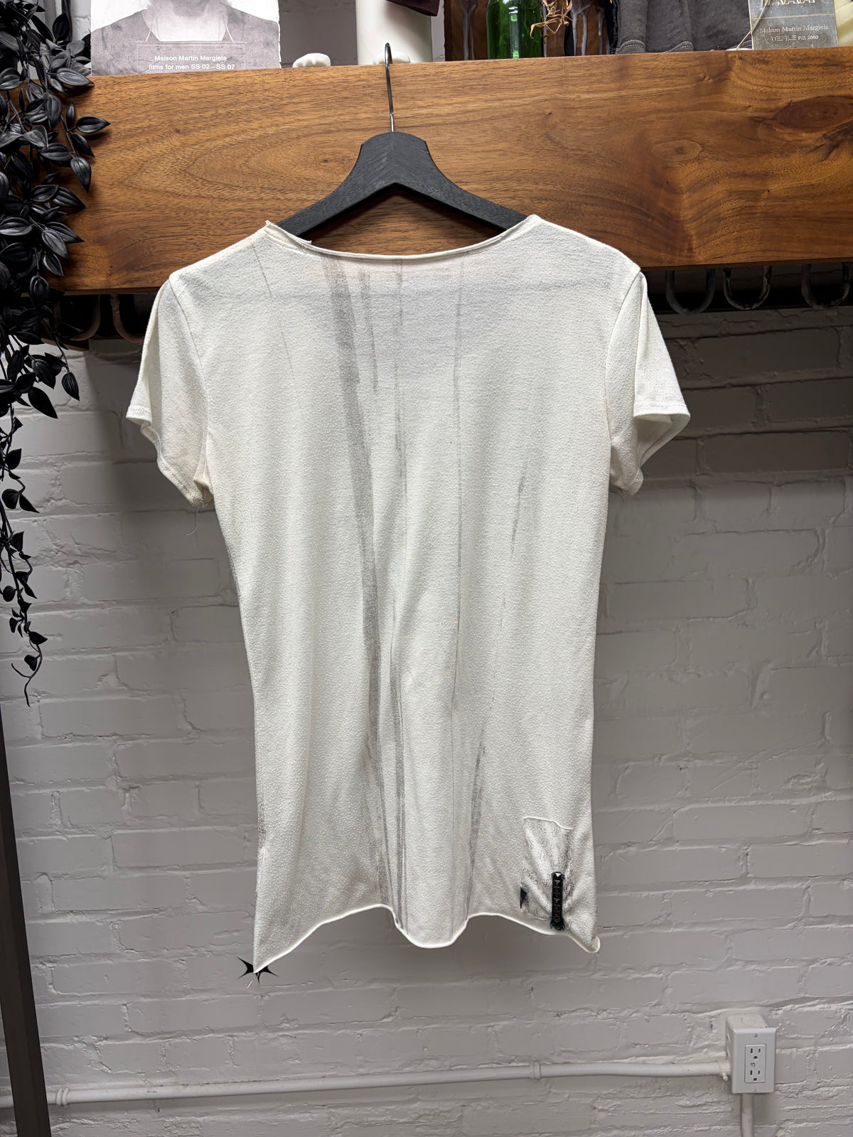 Kmrii ‘Smoke Effect’ White Semi Sheer Short Sleeve T-Shirt with Stud Details