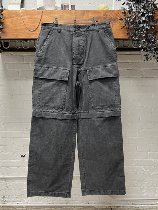 Acne Studios Black Ripstop ‘Convertible’ Wide Leg Cargo Pants