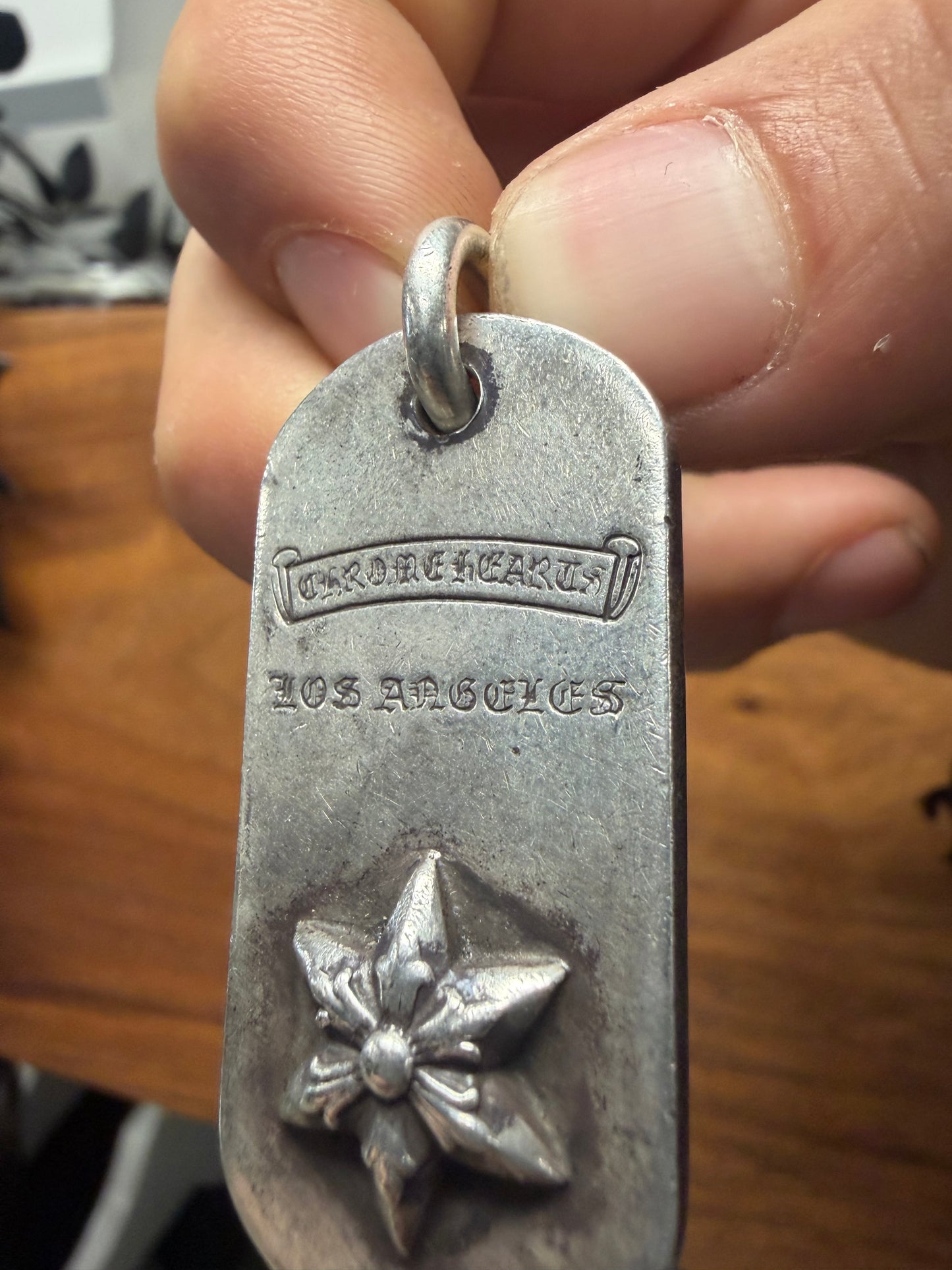 Chrome Hearts ‘Los Angeles Store Exclusive’ 925 Silver Raised Star Dog-Tag Pendant