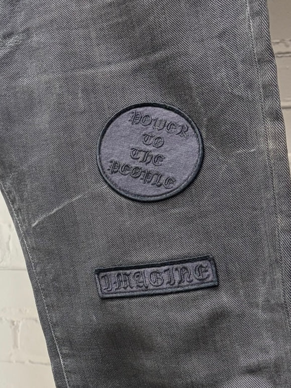 AW2004 Number (N)ine ‘Give Peace a Chance’ Black Patchwork Skinny Jeans