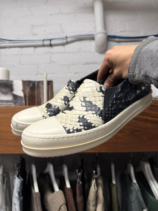 Rick Owens Python Leather ‘Ramones’ Slip On Sneakers