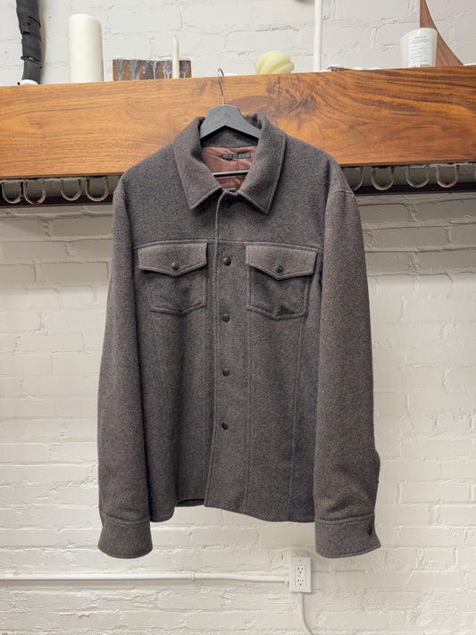Vintage Helmut Lang ‘Felted Wool’ Brown Button Snap Work Jacket