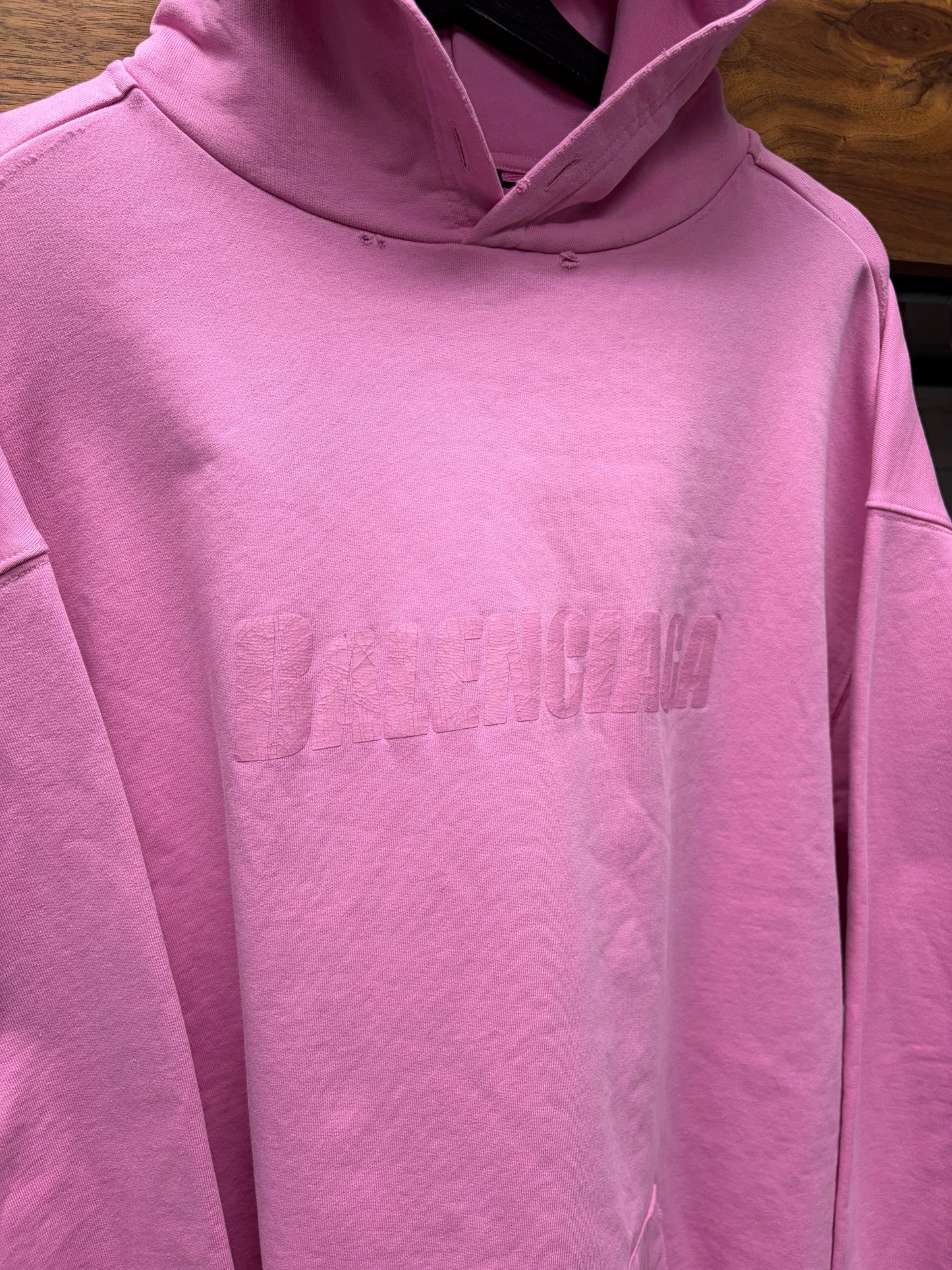 2022 Balenciaga ‘Stencil Logo’ Oversized Pink Pullover Hoodie