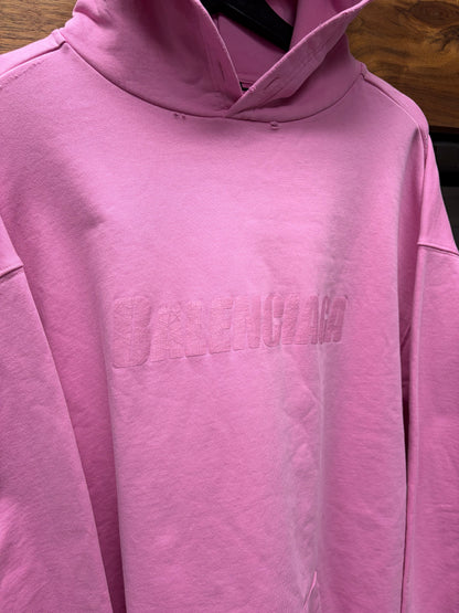 2022 Balenciaga ‘Stencil Logo’ Oversized Pink Pullover Hoodie