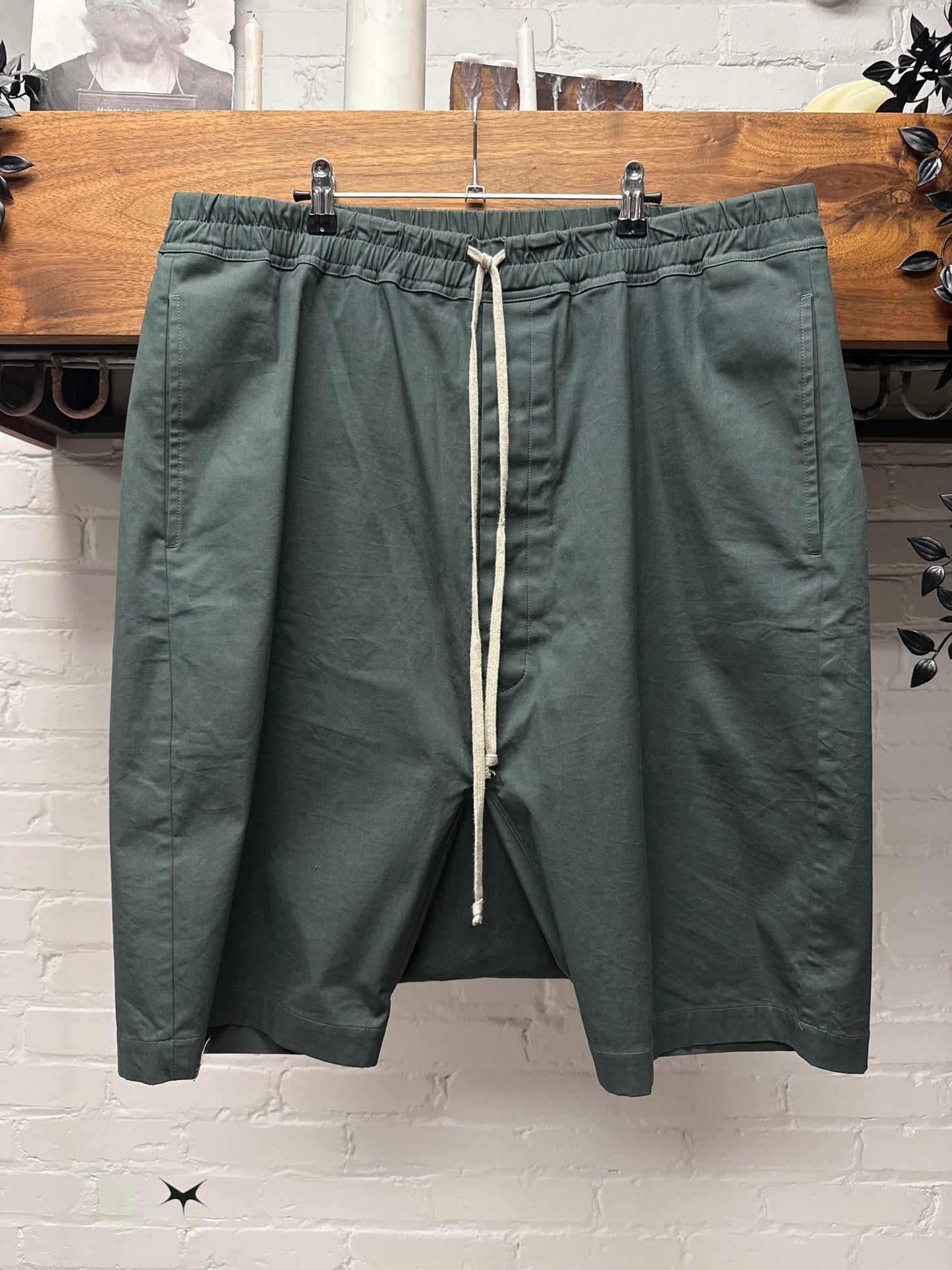 AW2022 Rick Owens ‘Strobe’ Teal Blue Pod Drop Crotch Shorts