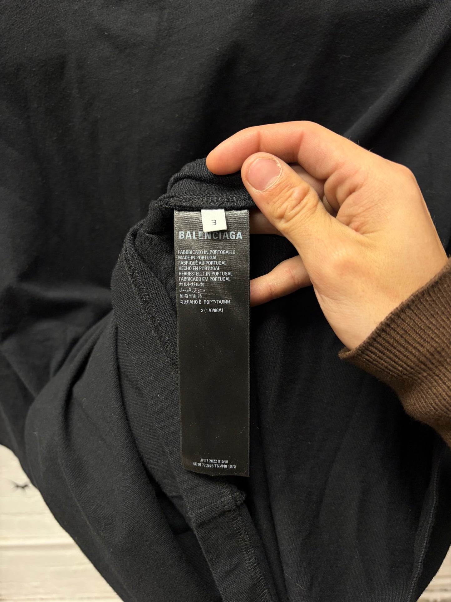 2022 Balenciaga x Adidas Embroidered Logo Black Oversized T-Shirt