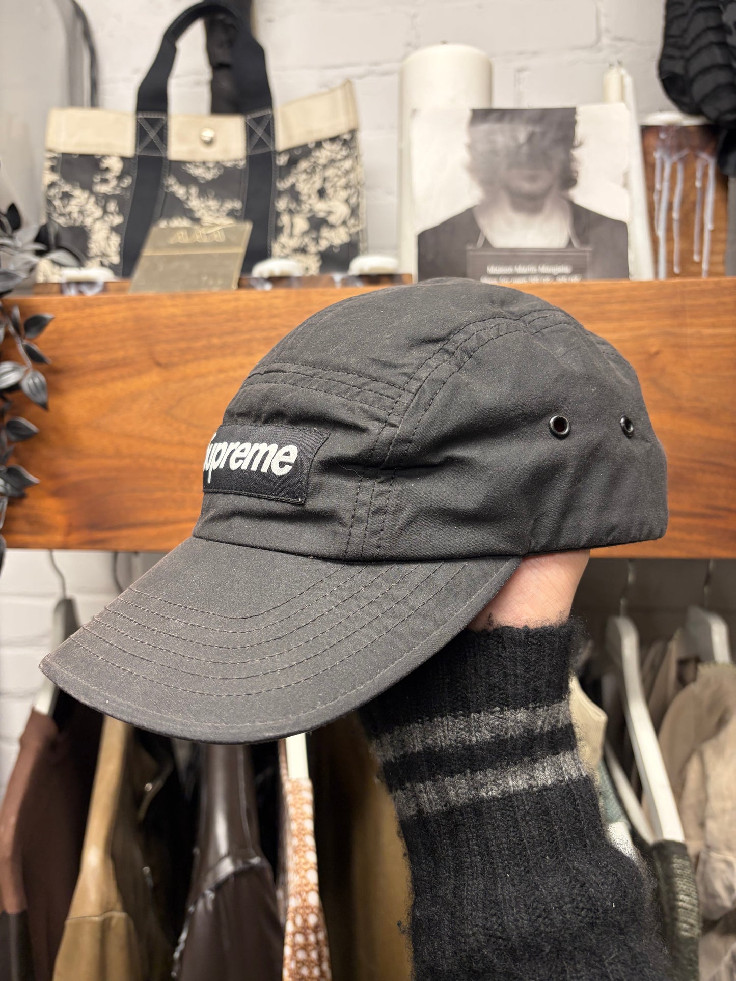 SS2020 Supreme x Barbour Black ‘Box Logo’ 5 Panel Hat