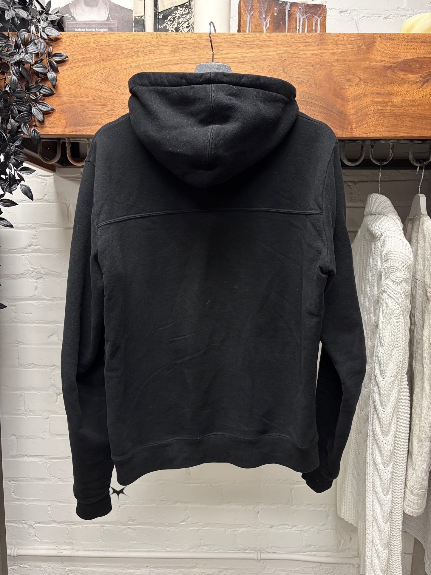 2021 Saint Laurent ‘Cursive Logo’ Black Cotton Pullover Hoodie