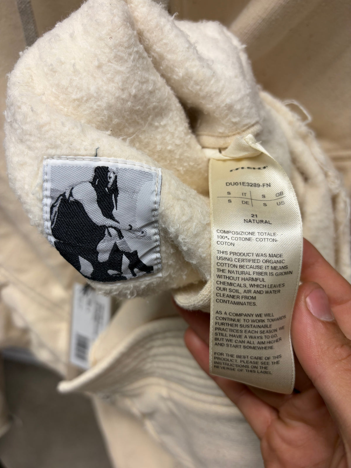 Rick Owens ‘Peter’ Oversized Natural White Zip-Up Hoodie