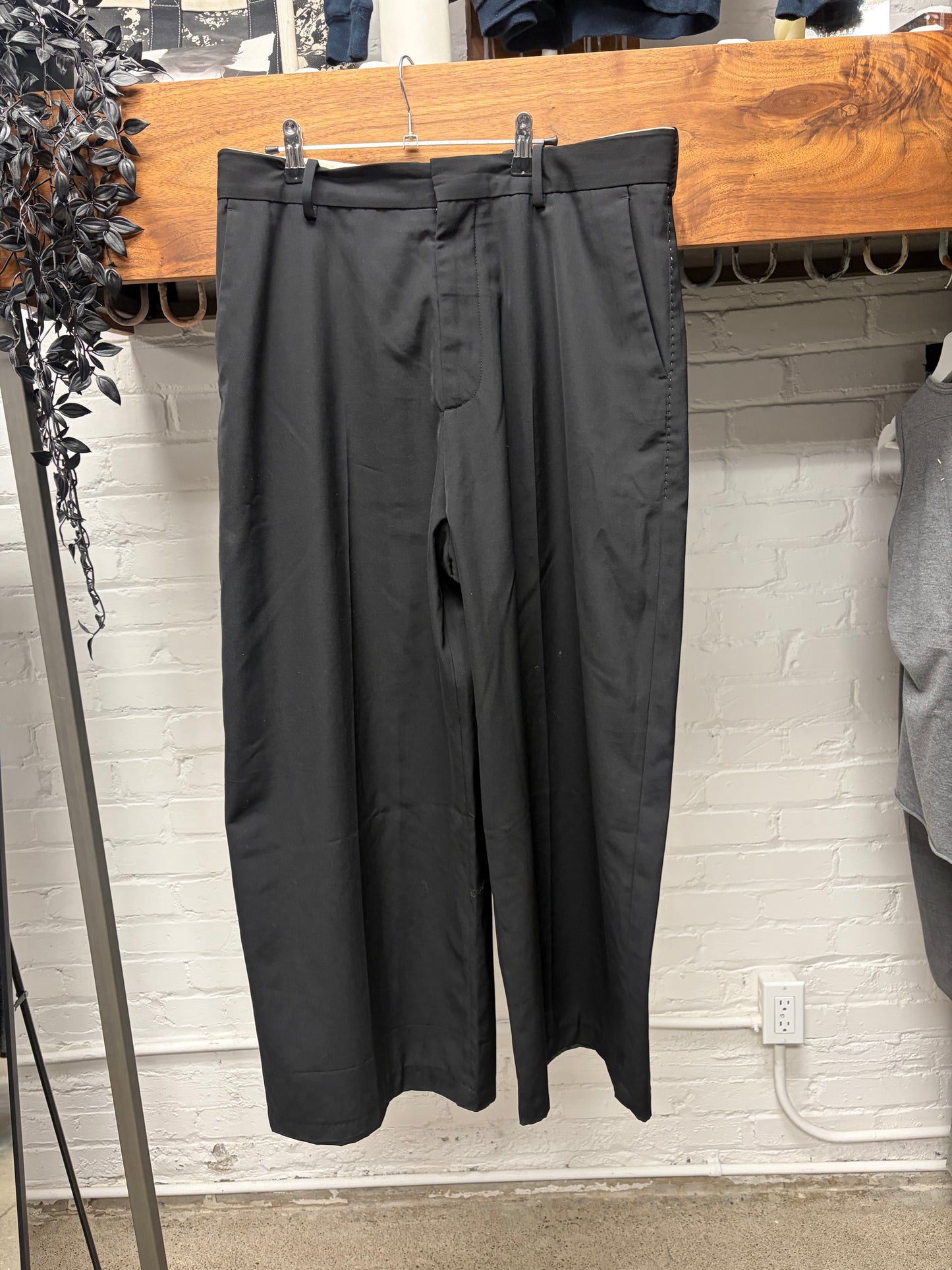 Acne Studios ‘Pommy’ Black Satin Pleated Wide Leg Trousers